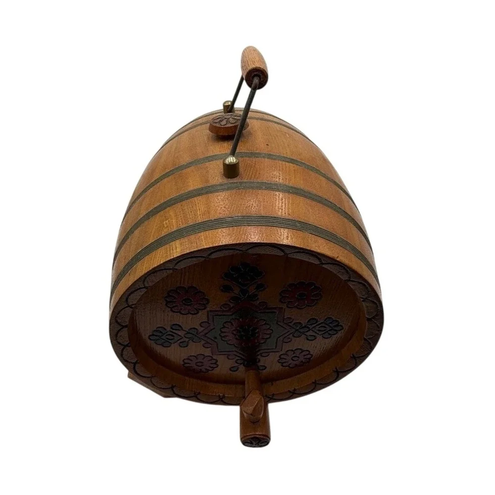 Wooden‎ Barrel Beverage Dispenser w/ Stand Hand Painted Folk Art Rustic Vintage